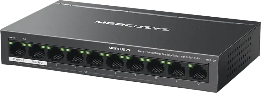 Comutator PoE MERCUSYS MS110P, 8x IEEE 802.3af/at