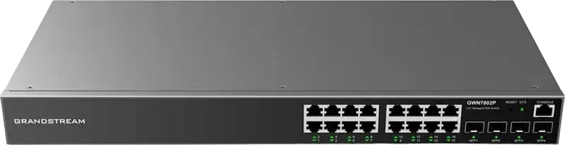 Grandstream GWN7802P Layer 2+ Managed PoE Switch (IEEE 802.3af/at), 16-Port Gigabit Ethernet, 4-Port Gigabit SFP, 270W Power Budget, Rack Mountable, GWN.Cloud Management