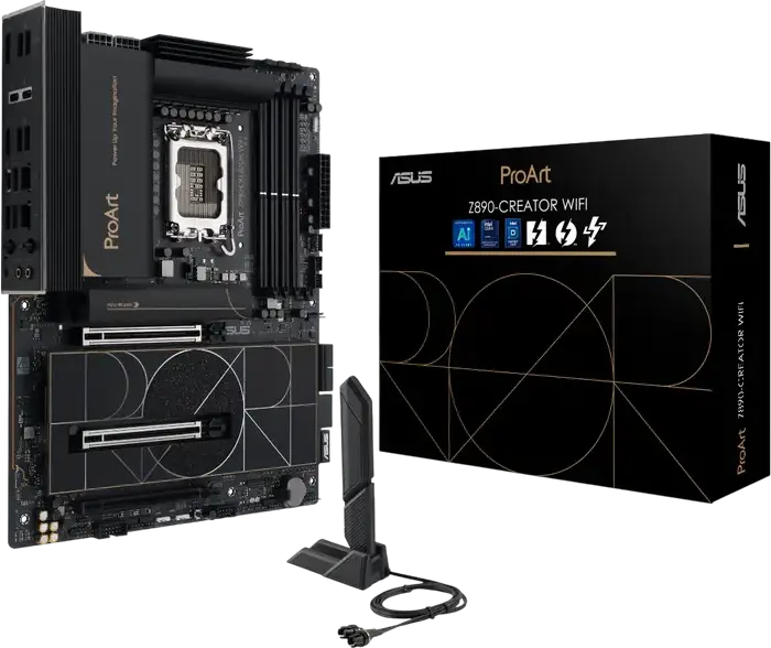 Материнская плата ASUS ProArt Z890-CREATOR WIFI, LGA1851, Intel Z890, Intel Core Ultra (Series 2), DDR5 9066+ MT/s, PCIe 5.0, Wi-Fi 7, 10Gb Ethernet, Thunderbolt 5