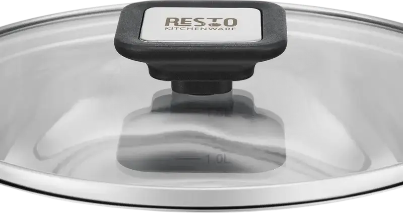Resto 92202 Anser Stainless Steel Casserole with Glass Lid, 2.5L, 18cm, Capsule Bottom, Induction Compatible, Ergonomic Foldable Handles