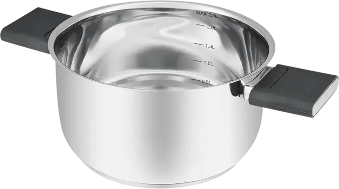 Resto 92202 Anser Stainless Steel Casserole with Glass Lid, 2.5L, 18cm, Capsule Bottom, Induction Compatible, Ergonomic Foldable Handles