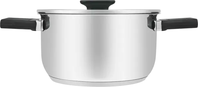 Resto 92202 Anser Stainless Steel Casserole with Glass Lid, 2.5L, 18cm, Capsule Bottom, Induction Compatible, Ergonomic Foldable Handles