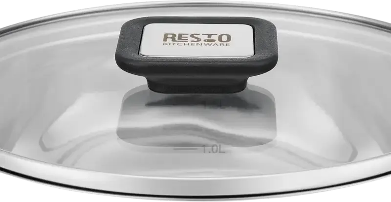 Resto 92202 Anser Stainless Steel Casserole with Glass Lid, 2.5L, 18cm, Capsule Bottom, Induction Compatible, Ergonomic Foldable Handles