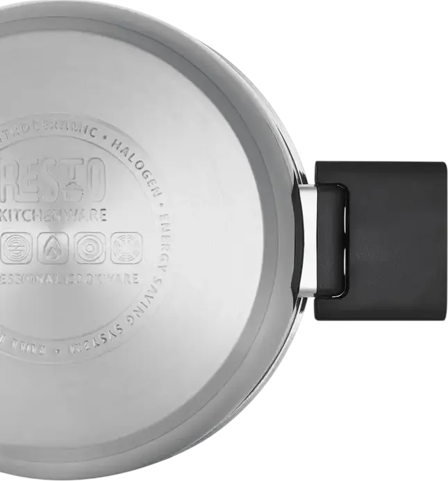Resto 92202 Anser Stainless Steel Casserole with Glass Lid, 2.5L, 18cm, Capsule Bottom, Induction Compatible, Ergonomic Foldable Handles