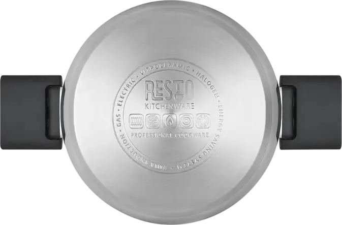 Resto 92202 Anser Stainless Steel Casserole with Glass Lid, 2.5L, 18cm, Capsule Bottom, Induction Compatible, Ergonomic Foldable Handles