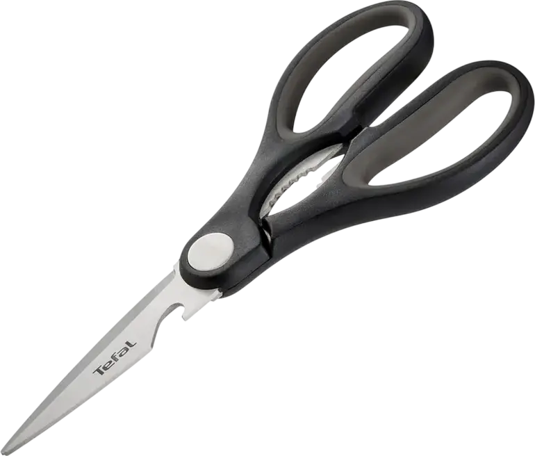 Foarce de bucătărie Tefal Comfort K2214104 3-în-1, din oțel inoxidabil cu deschizător de sticle și spărgător de nuci, mâner ergonomic soft-touch, Negru, 21 cm
