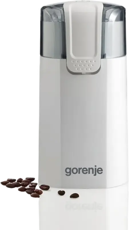 Gorenje SMK150WI Electric Coffee Grinder, 150W Stainless Steel Rotary Blades, 60g Bean Capacity, Pulse Mode, Overheat Protection, White