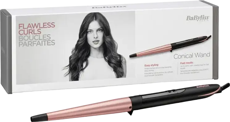 Конусный стайлер BaByliss Conical Wand C454E, керамическое покрытие, диаметр 13-25 мм, 6 режимов температуры 160-210°C, LED-дисплей, автоотключение