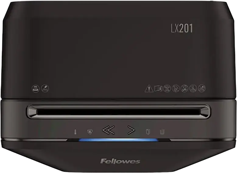 Шредер Fellowes Powershred LX201 с микрорезкой, уровень секретности P-5, на 12 листов, корзина 22 л, технологии Intellibar и Safesense, черный