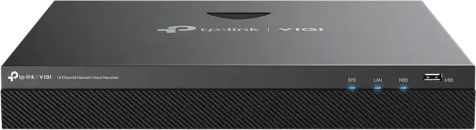 TP-Link VIGI NVR2016H Сетевой видеорегистратор NVR на 16 каналов, разрешение до 8МП, сжатие H.265+, 2 SATA слота, выход HDMI 4K, ONVIF, черный
