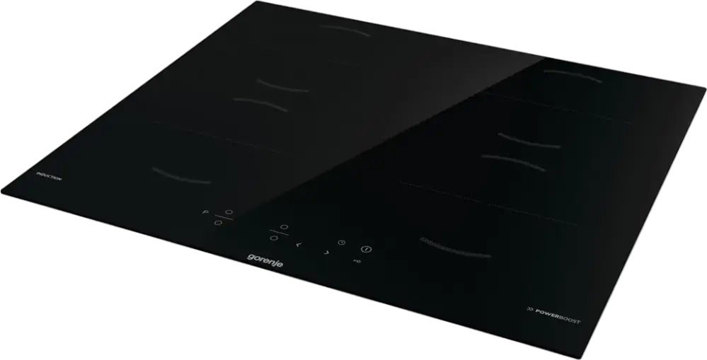 Gorenje GI6401BSCE Built-in Induction Hob, 4 Cooking Zones, 7000W, Glass-ceramic Surface, Touch Control, PowerBoost, Timer, Child Lock, Black, 590x520mm