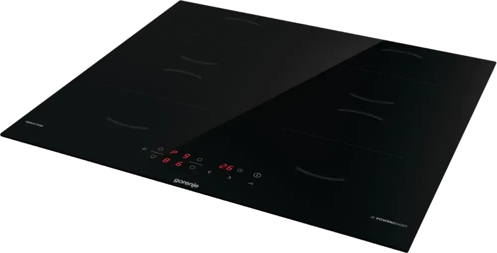 Gorenje GI6401BSCE Built-in Induction Hob, 4 Cooking Zones, 7000W, Glass-ceramic Surface, Touch Control, PowerBoost, Timer, Child Lock, Black, 590x520mm
