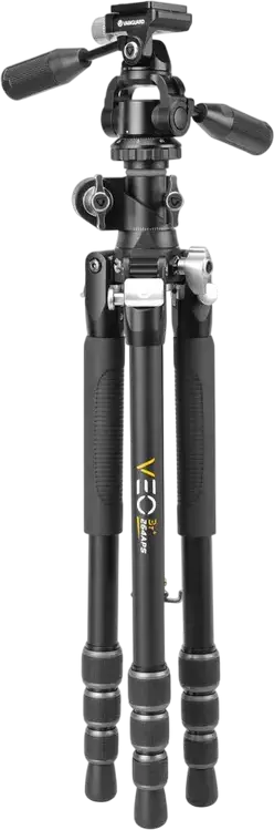 Vanguard VEO 3T+ 264APS Aluminum Travel Tripod and Monopod, Multi-Angle Center Column MACC, Video Pan-Tilt Head, 10kg Load, 130.8cm Max Height, Black