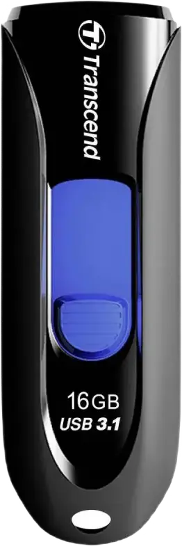 Transcend JetFlash 790 16GB USB 3.1 Gen 1 Flash Drive, Black, USB Type-A Capless Slide-out Design, Compatible with Windows, macOS, Linux, Android