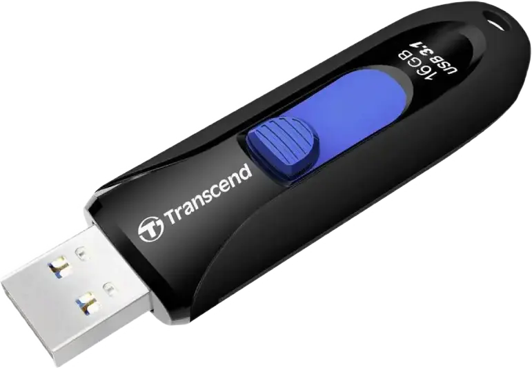 Transcend JetFlash 790 16GB USB 3.1 Gen 1 Flash Drive, Black, USB Type-A Capless Slide-out Design, Compatible with Windows, macOS, Linux, Android