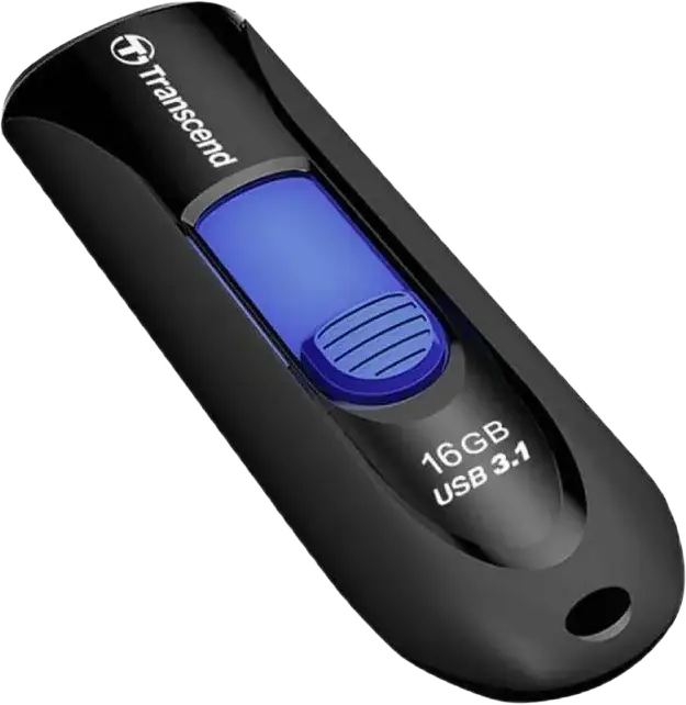 Transcend JetFlash 790 16GB USB 3.1 Gen 1 Flash Drive, Black, USB Type-A Capless Slide-out Design, Compatible with Windows, macOS, Linux, Android