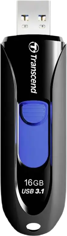 Transcend JetFlash 790 16GB USB 3.1 Gen 1 Flash Drive, Black, USB Type-A Capless Slide-out Design, Compatible with Windows, macOS, Linux, Android