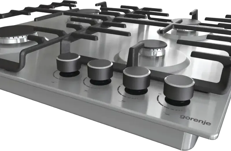 Plită Gaze Încorporabilă Gorenje G 642 ABX, 4 Arzătoare, Oțel Inoxidabil 304, Grătare din Fontă, Aprindere Electrică, Siguranță Gaz, 60 cm, Silver Inox