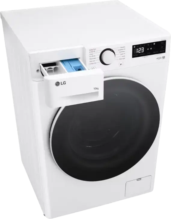 LG F4WR510S0W Front-Load Washing Machine, 10kg Capacity, Energy Class A, 1400 rpm, Steam Cleaning, TurboWash 29, LED Display, White/Black, Freestanding