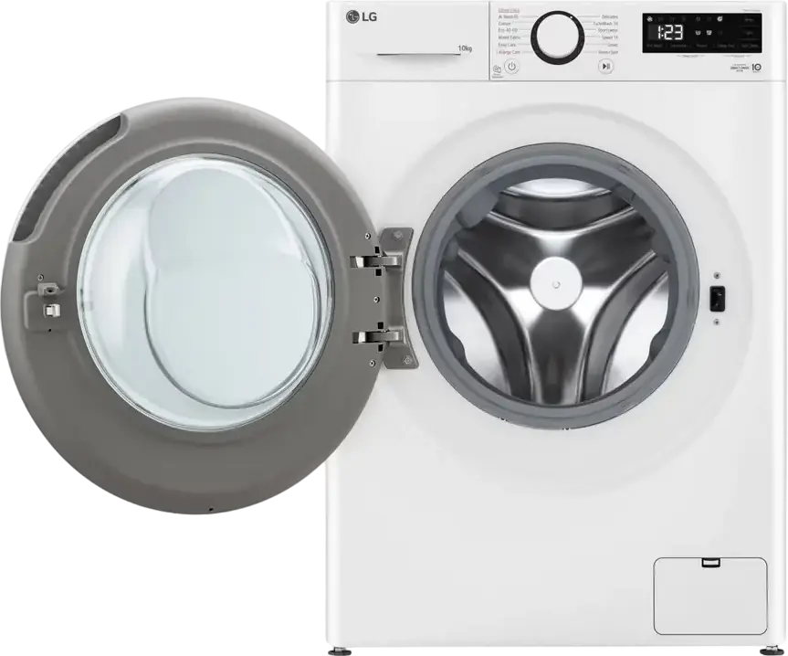 LG F4WR510S0W Front-Load Washing Machine, 10kg Capacity, Energy Class A, 1400 rpm, Steam Cleaning, TurboWash 29, LED Display, White/Black, Freestanding