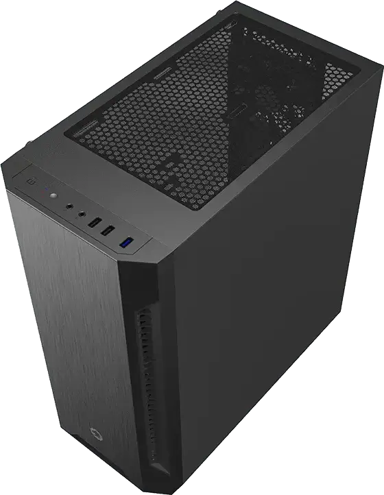 Gamemax Fortress TG Midi Tower Gaming Case, Tempered Glass Side Panel, E-ATX Support, 3x 120mm Fans Included, PWM Hub, Black