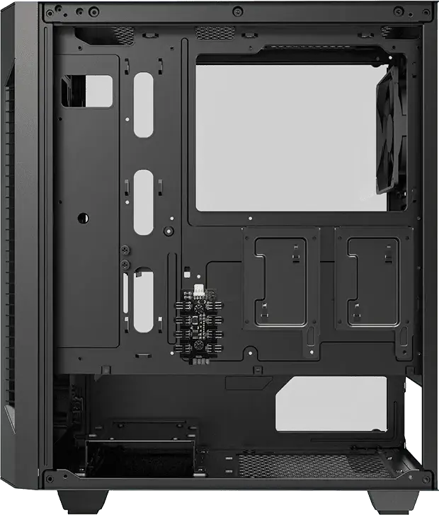 Gamemax Fortress TG Midi Tower Gaming Case, Tempered Glass Side Panel, E-ATX Support, 3x 120mm Fans Included, PWM Hub, Black