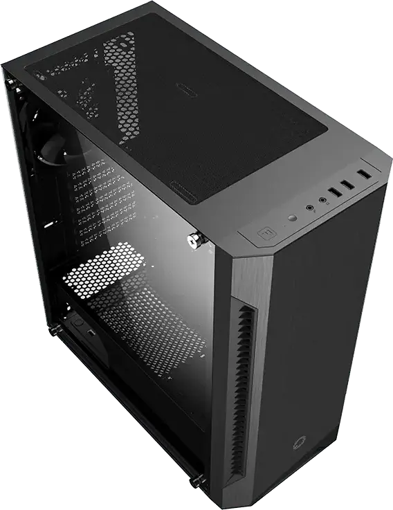 Gamemax Fortress TG Midi Tower Gaming Case, Tempered Glass Side Panel, E-ATX Support, 3x 120mm Fans Included, PWM Hub, Black