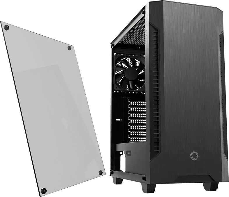 Gamemax Fortress TG Midi Tower Gaming Case, Tempered Glass Side Panel, E-ATX Support, 3x 120mm Fans Included, PWM Hub, Black