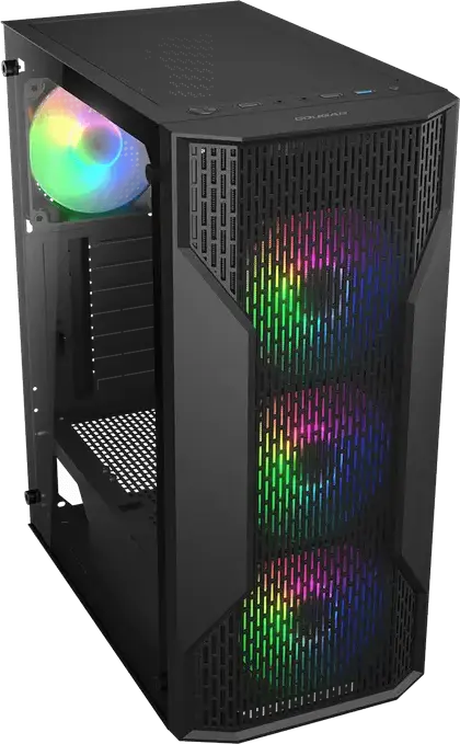 Carcasă Gaming Cougar MX 110 RGB Midi-Tower, CGR-2BD2B-RGB, Sticlă Temperată, 4 Ventilatoare RGB 120mm, ATX/mATX/ITX, Negru, Oțel și ABS