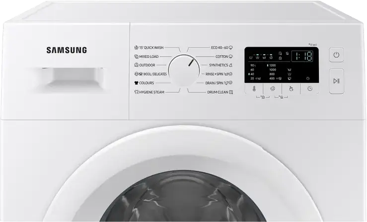Samsung WW60A3120WE/LE Front-Loading Washing Machine, 6kg Capacity, 1200 RPM, Digital Inverter Motor, Hygiene Steam, Slim Design, White