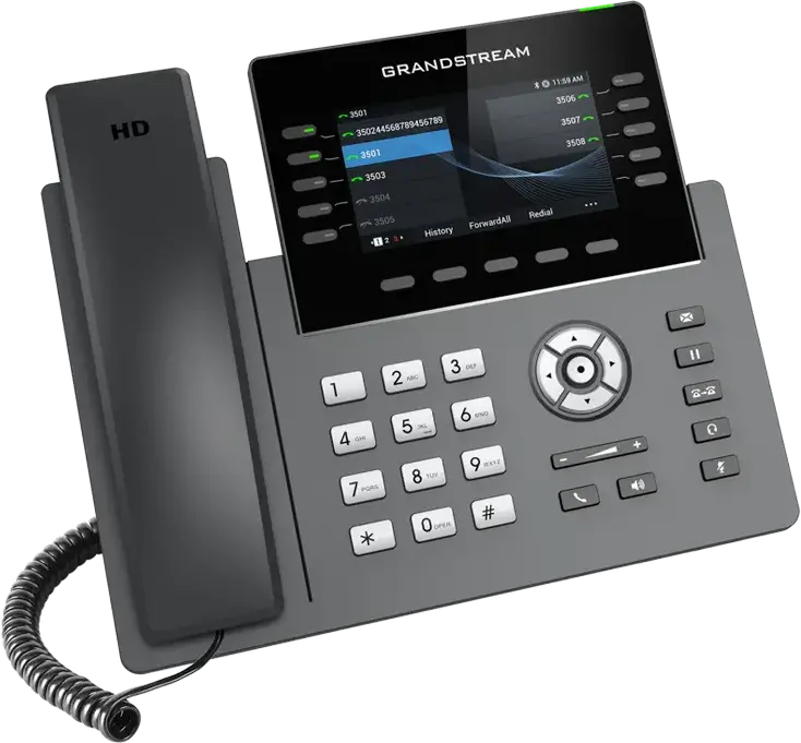 Grandstream GRP2615 Carrier-Grade IP Phone, 5 SIP Accounts, 10 Line Keys, 40 BLF Keys, Dual-Band Wi-Fi, Bluetooth, Gigabit Ethernet, PoE, HD Audio, Black