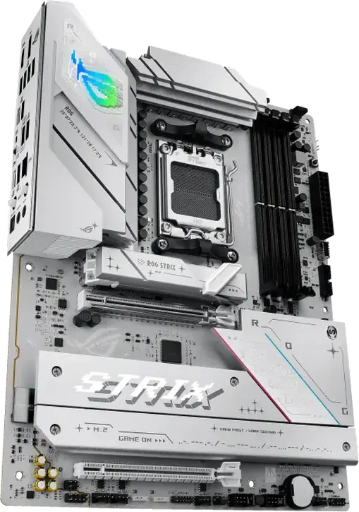 Placa de bază ASUS ROG STRIX B850-A GAMING WIFI AM5 AMD B850 ATX DDR5 8000MHz OC PCIe Gen5 M.2 Wi-Fi 7 Bluetooth 5.4 Alb/Argintiu