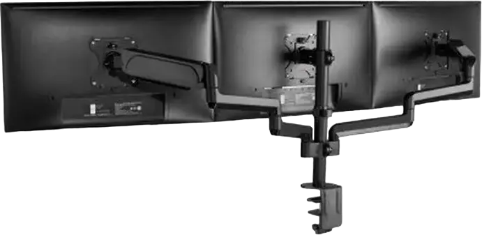Suport de birou pentru 3 monitoare Gembird MA-DA3-01, Brat cu Gas Spring, pentru ecrane 17-27 inch, VESA 75x75 100x100, Otel, Negru, Reglabil