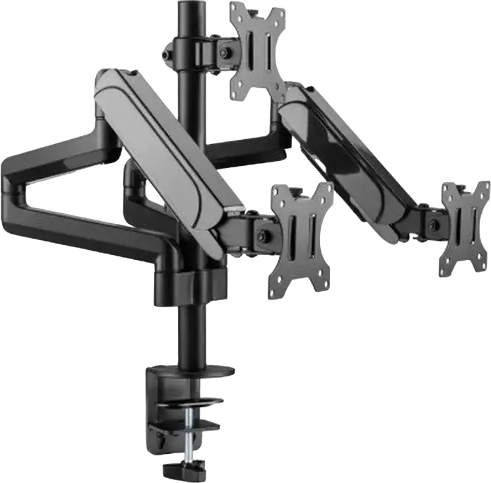 Suport de birou pentru 3 monitoare Gembird MA-DA3-01, Brat cu Gas Spring, pentru ecrane 17-27 inch, VESA 75x75 100x100, Otel, Negru, Reglabil