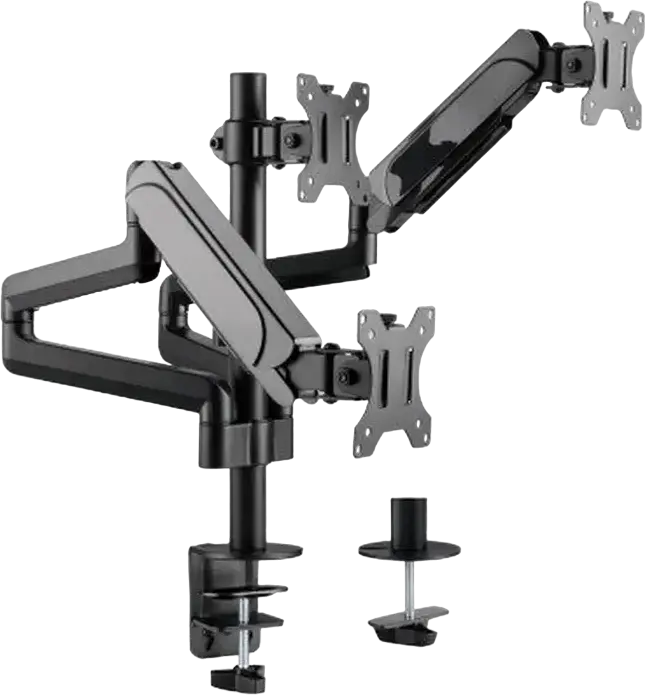 Suport de birou pentru 3 monitoare Gembird MA-DA3-01, Brat cu Gas Spring, pentru ecrane 17-27 inch, VESA 75x75 100x100, Otel, Negru, Reglabil
