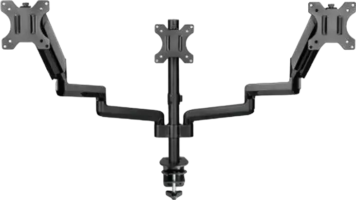 Suport de birou pentru 3 monitoare Gembird MA-DA3-01, Brat cu Gas Spring, pentru ecrane 17-27 inch, VESA 75x75 100x100, Otel, Negru, Reglabil