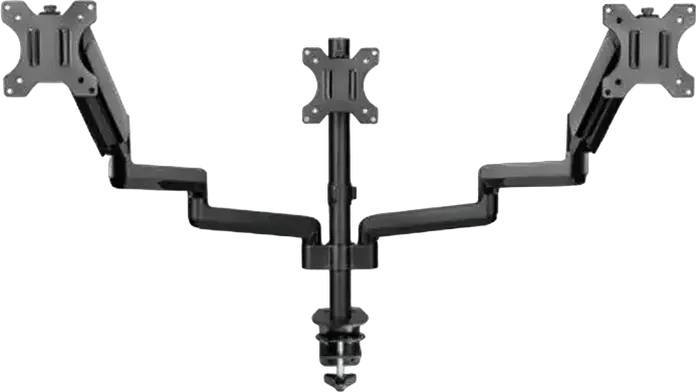 Suport de birou pentru 3 monitoare Gembird MA-DA3-01, Brat cu Gas Spring, pentru ecrane 17-27 inch, VESA 75x75 100x100, Otel, Negru, Reglabil