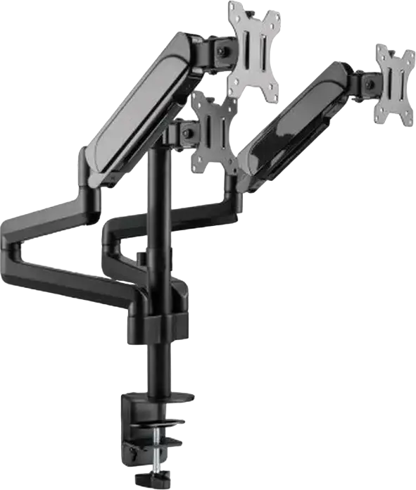 Suport de birou pentru 3 monitoare Gembird MA-DA3-01, Brat cu Gas Spring, pentru ecrane 17-27 inch, VESA 75x75 100x100, Otel, Negru, Reglabil