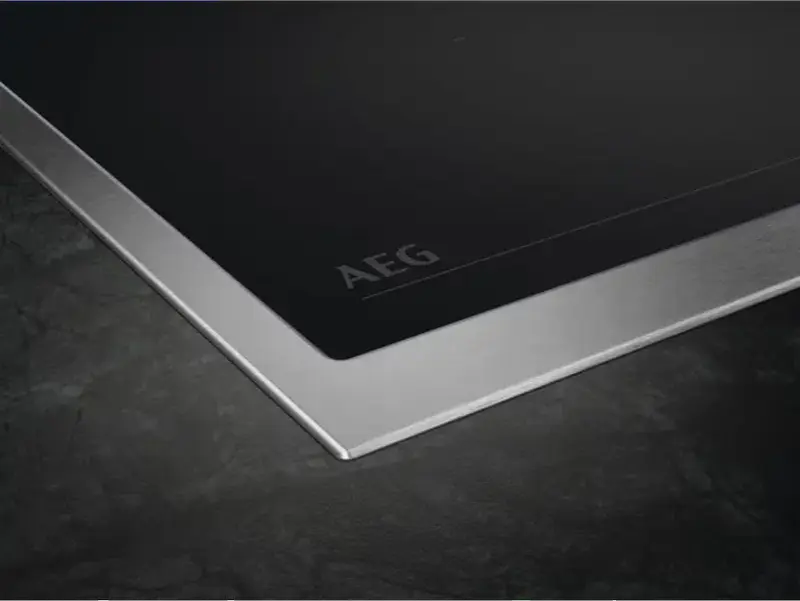AEG TN64IA00XB 5000 Series Built-in Induction Hob, 4 Cooking Zones, 7.2 kW, Vitroceramic Black & Stainless Steel, PowerBoost, Hob2Hood, Touch Control