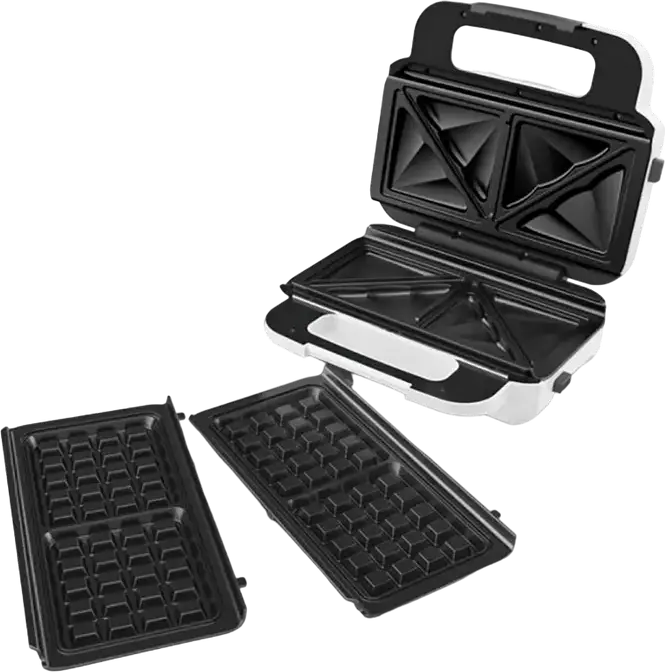 Сэндвичница и вафельница Tefal Snack XL SW701110, 850 Вт, съемные антипригарные панели (2 комплекта), индикаторы питания и готовности, белый/черный