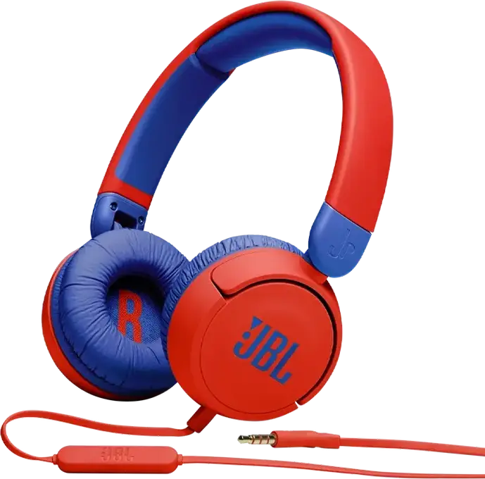 Проводные накладные наушники для детей JBL JR310, ограничение громкости 85 дБ, разъем 3.5 мм, встроенный микрофон и пульт, антизапутывающийся кабель
