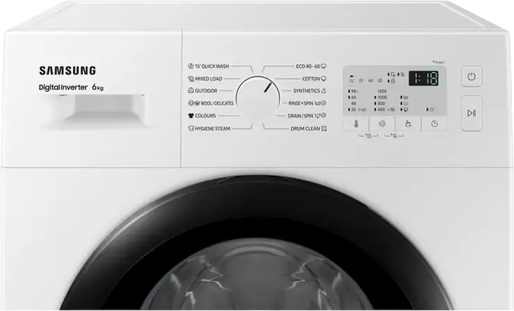 Mașină de spălat rufe cu încărcare frontală Samsung WW60A3120BH/LE, 6 kg, 1200 RPM, Digital Inverter, Hygiene Steam, Drum Clean, Display LED, Alb/Negru