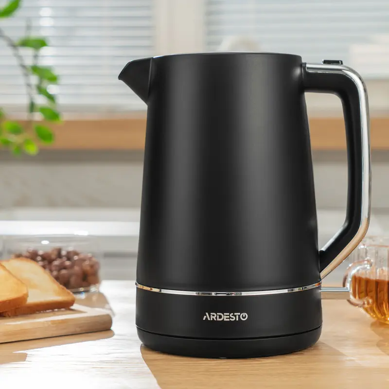 Ardesto EKL-450B Electric Kettle, 1.7L, 2200W, Plastic Housing, Concealed Heating Element, 360-Degree Rotating Base, Boil-Dry Protection, Black