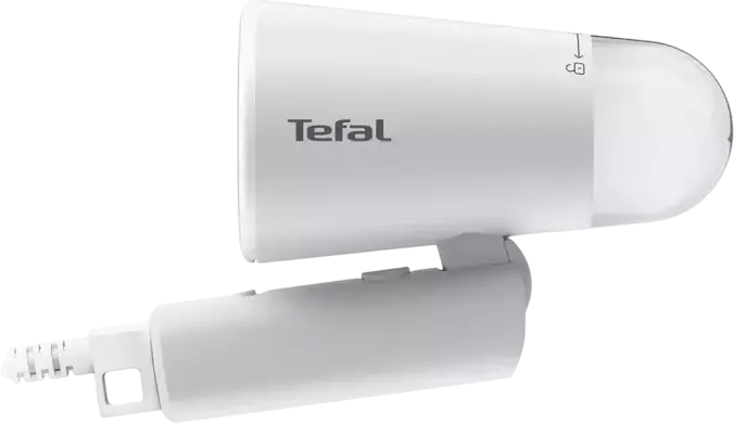 Fier de Calcat cu Abur Portabil Tefal DT1020E1 Origin Travel, 1200W, Flux Abur 20g/min, Design Pliabil Compact, Rezervor Detasabil 70ml, Alb, cu Perie