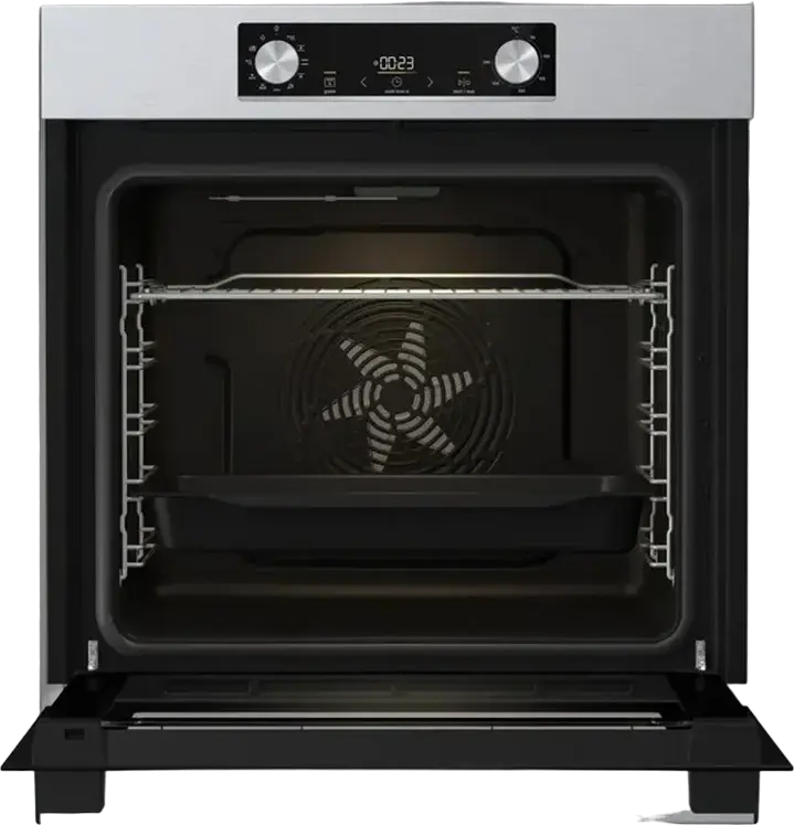 Gorenje BO 6735 E02X Built-in Electric Oven, 77L BigSpace, Class A, 6 Heating Modes, 11 Auto Programs, Steam Cleaning, Stainless Steel/Black Glass