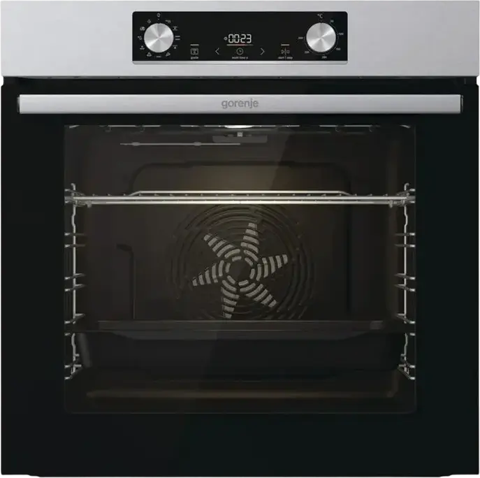 Gorenje BO 6735 E02X Built-in Electric Oven, 77L BigSpace, Class A, 6 Heating Modes, 11 Auto Programs, Steam Cleaning, Stainless Steel/Black Glass