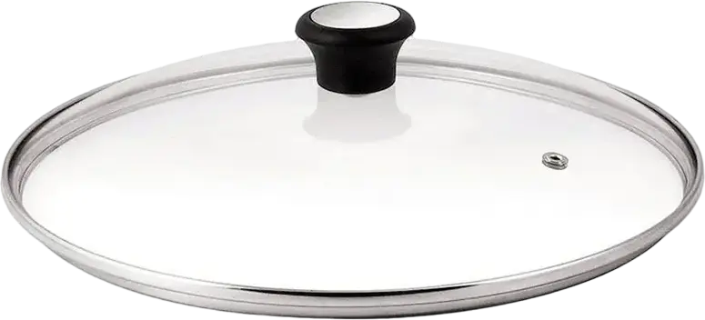 Tefal Exception 28097612 Glass Lid, 26 cm, Stainless Steel Rim and Bakelite Handle with Steam Vent, Transparent