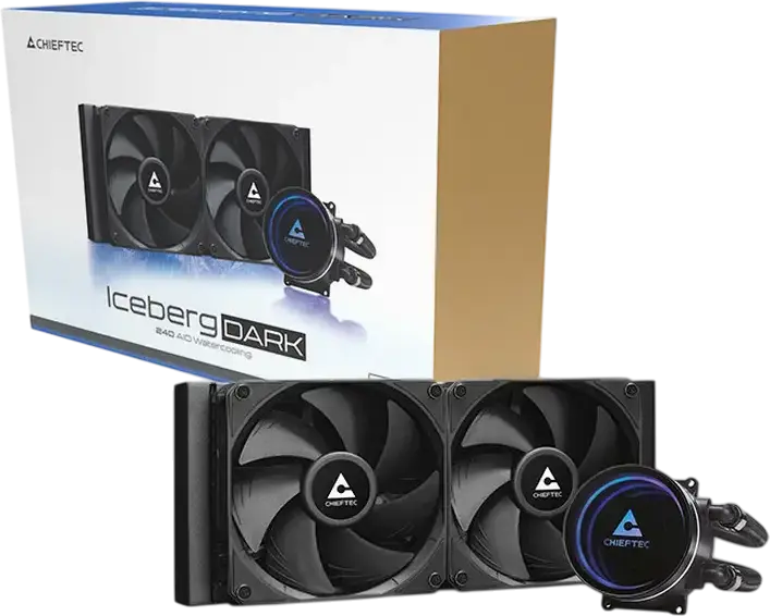 Chieftec Iceberg 240 Dark CLC-240-BLK AIO Liquid CPU Cooler, 240mm Aluminum Radiator, Infinity-Mirror ARGB, Dual 120mm FDB Fans, Intel LGA1851/1700, AMD AM5/AM4