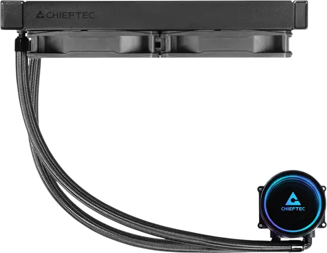 Chieftec Iceberg 240 Dark CLC-240-BLK AIO Liquid CPU Cooler, 240mm Aluminum Radiator, Infinity-Mirror ARGB, Dual 120mm FDB Fans, Intel LGA1851/1700, AMD AM5/AM4