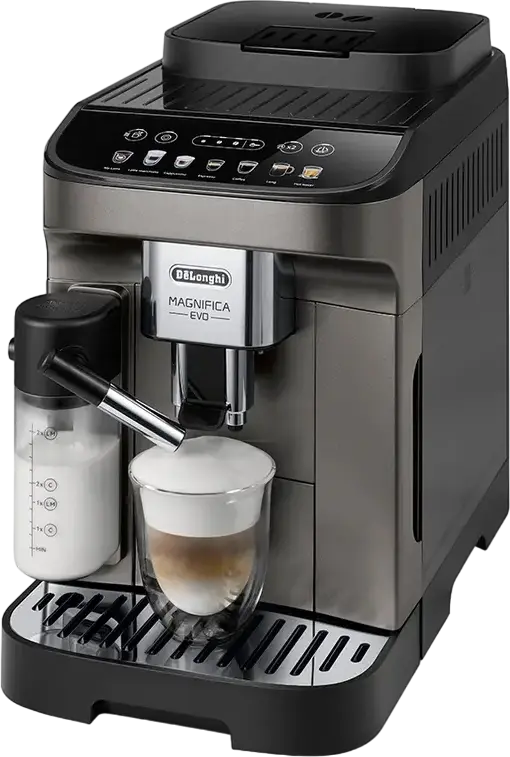 De'Longhi Magnifica Evo ECAM 290.81.TB Automatic Coffee Machine, LatteCrema Hot Milk System, 15 Bar, 1.8L Tank, Stainless Steel Grinder, Titanium